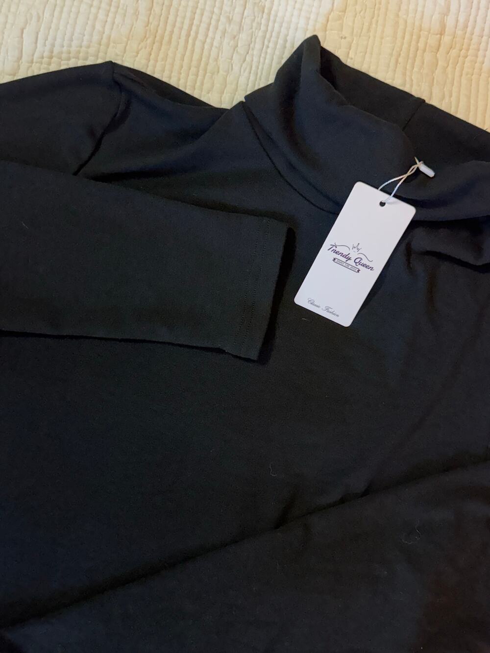 Trendy Queen Turtleneck Shirt Womens M Black Layering Clean Girl Soft Minimalist